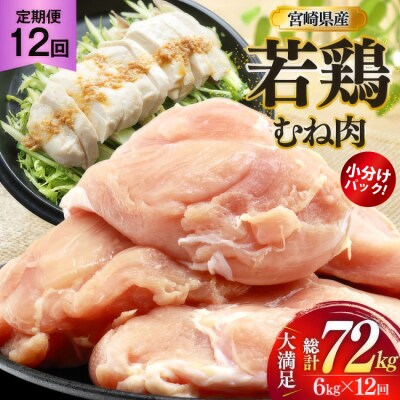 鶏肉 定期便 むね肉 若鶏 鶏むね肉 6kg 12回 総計72kg [31bp0018]