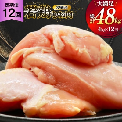 鶏肉 定期便 むね肉 若鶏 鶏むね肉 4kg 12回 総計48kg [31bp0014]