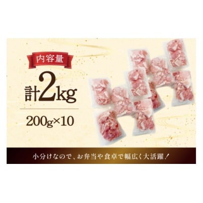 豚肉 宮崎県産 豚 小間切れ 200g 10P 計2kg マルミヤストア [31ag0143]
