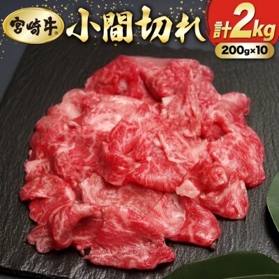 牛肉 宮崎牛 小間切れ 200g 10P 計2kg マルミヤストア 宮崎県 [31ag0147]