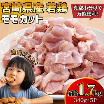 鶏肉 もも 宮崎県産 若鶏 モモ カット 340g 5p 計1.7kg [31ag0153]