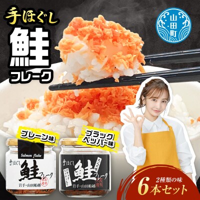 三陸山田 鮭 フレーク 2種類の味 6本セット サーモン
