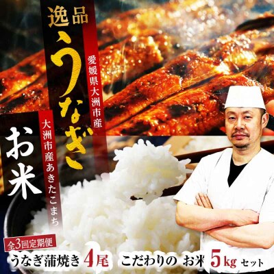 【全3回定期便】秘伝のタレ!「うなぎ蒲焼4尾」とこだわりの「お米5kg」セット[AGAH009]