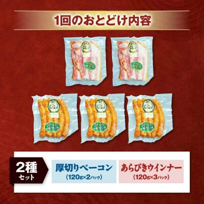 【全6回定期便】ブランド豚『オズの箱入り娘』 ベーコンとウィンナーセット(小)[AGAZ083]