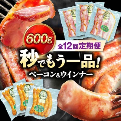 【全12回定期便】ブランド豚『オズの箱入り娘』 ベーコンとウィンナーセット(小)[AGAZ084]