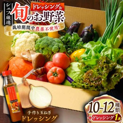 栽培期間中農薬不使用!旬のお野菜セット×手作り玉ねぎドレッシング(1本) [AGBX001]