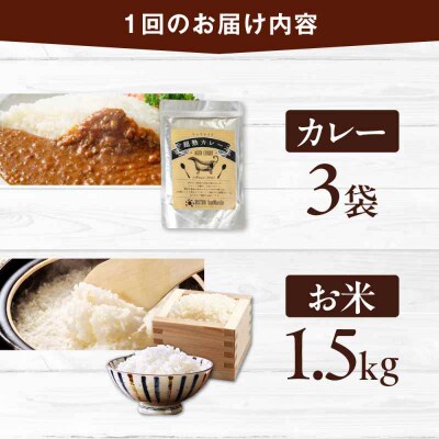 【全3回定期便】お米とシェフのカレー少量セット 米1.5kg・カレー3袋 [AGBX056]