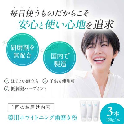 【全6回定期便】薬用ホワイトニング歯磨き粉 3本(各120g)[AGCQ008]
