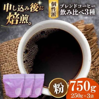 コーヒー粉 少し個性のあるブレンドコーヒー飲み比べ 3種セット各250g[AGCU023-1]