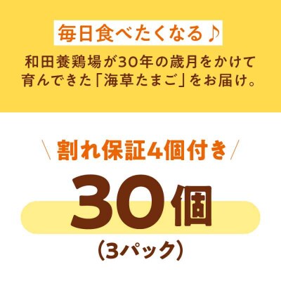 平飼い 海草たまご 3パック(30個入り)割れ保証あり [AGDQ001]