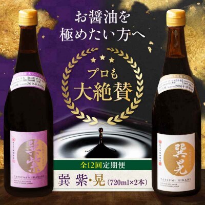 【全12回定期便】天然丸大豆醤油巽セット(紫・晃)720ml×各1 計2本 [AGBB040]