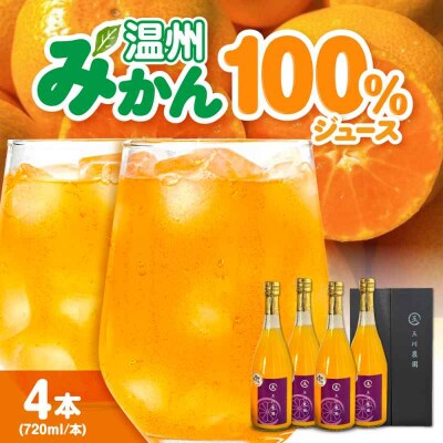 温州みかん100%ジュース 720ml×4本セット [AGBC013]