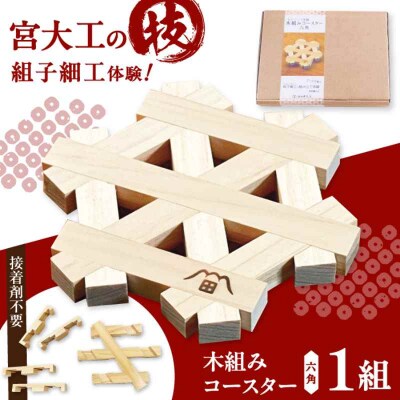 自宅で伝統技術を体感!木組み体験コースター 六角 [AGBQ002]
