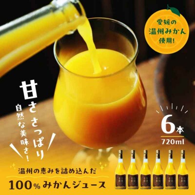 手作り 温州みかん 100%ストレートジュース 720ml×6本 [AGBT014]