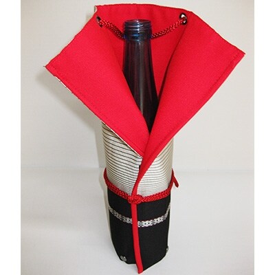 本場筑前博多織でつくった【おさけのきもの】(縞献上)ボトルカバー