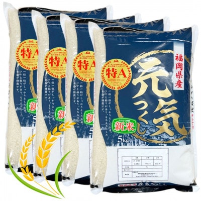 【令和7年産】福岡県産ブランド米「元気つくし」白米20kg(筑前町)