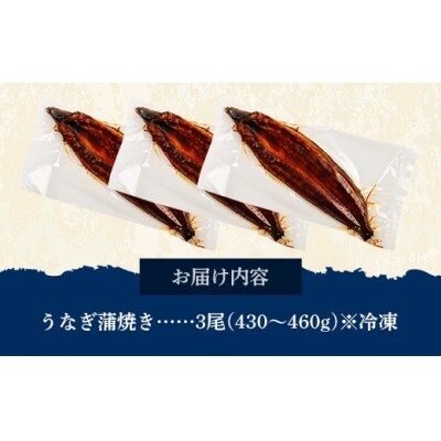 国産 うなぎ 蒲焼き(鹿児島県産) 3尾 (430～460g)