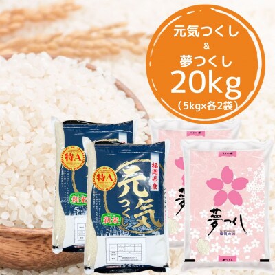 【令和7年産】福岡県産米食べ比べ 白米セット「夢つくし」「元気つくし」2種類計20kg 筑前町