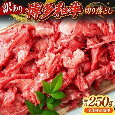 【定期便全3回】【訳あり】【A4～A5ランク】博多和牛 切り落とし 250g