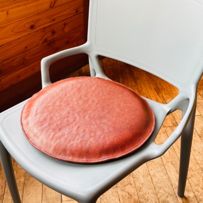 国産牛革 レザークッション 座布団(ブラウン・レインボーステッチ)