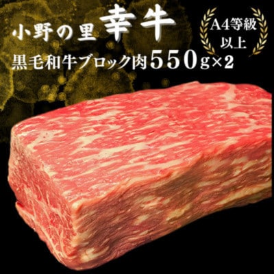 【毎月定期便】【小町の里・幸牛】黒毛和牛ブロック肉 550g×2　計1.1kg全3回