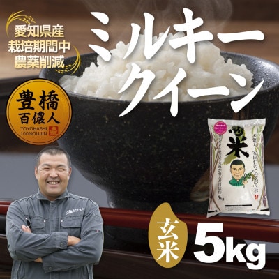 【栽培期間中農薬削減】令和7年産 ミルキークイーン玄米5kg 愛知県 豊橋市 産地直送