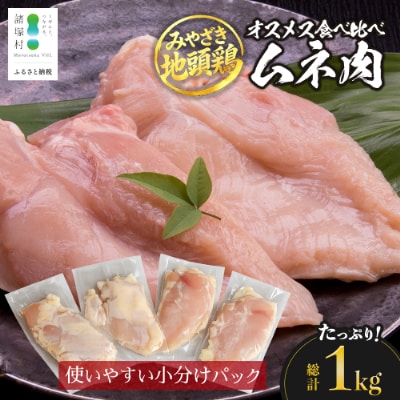 宮崎県が誇る「みやざき地頭鶏」のオスメス食べ比べムネ肉セット