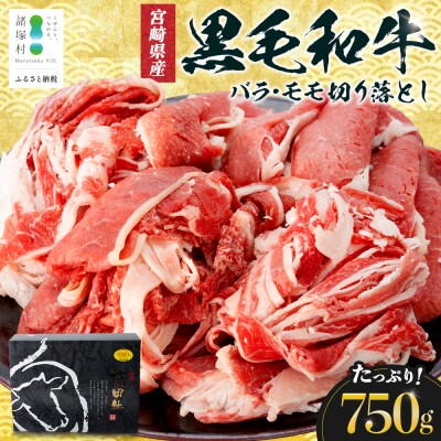 宮崎県産黒毛和牛バラ・モモ切り落とし750g