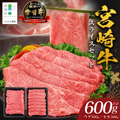 宮崎牛 すき焼き しゃぶしゃぶ スライスセット 計600g(約300g×2P)