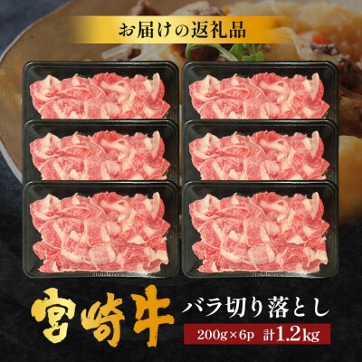 宮崎牛 バラ切り落とし 計1.2㎏(約200g×6P)