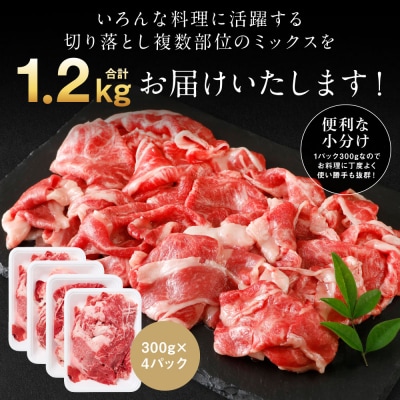 【訳あり】 くまもと黒毛和牛 切り落とし 1.2kg(300g×4)黒毛和牛_067-6066-A