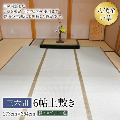 い草 上敷き 三六間 6帖 273cm×364cm 縁モスグリーン色_032-4447-A
