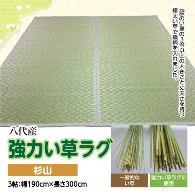 強力い草ラグ【杉山】3帖 幅190cm×長さ300cm 八代市産_032-4707