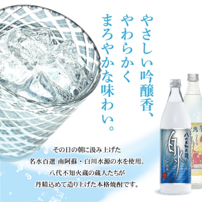 八代不知火蔵 こめ焼酎白水 900ml×2本 通常ラベル1本、妙見祭ラベル1本_133-2626-D