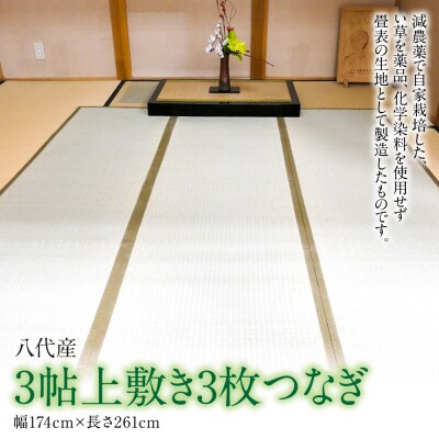 い草 上敷き 江戸間 3帖3枚つなぎ 幅174cm×長さ261cm_032-4711-A