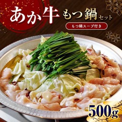 あか牛もつ鍋セット あか牛ミックスホルモン500g、もつ鍋スープ750ml×2_153-4379-B