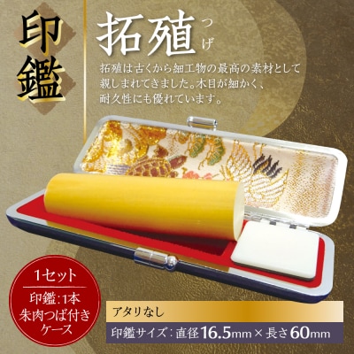 印鑑 柘植 朱肉つば付きケース付き 16.5mm×60mmアタリ無_193-4425-nashi-C