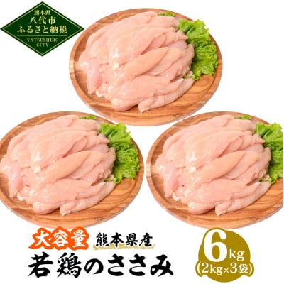 熊本県産 若鶏のささみ 2kg×3袋 合計6kg 鶏肉_040-5207-A