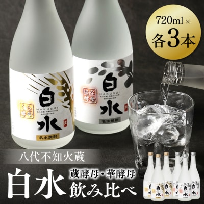 八代不知火蔵 白水 華酵母 蔵酵母 焼酎飲み比べ 720ml 各3本(計6本)_040-5920-A