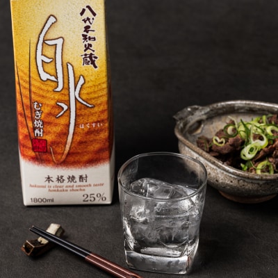 八代不知火蔵 白水 麦焼酎 1.8L 6本 25度 紙パック 麦 むぎ焼酎_040-5926-A