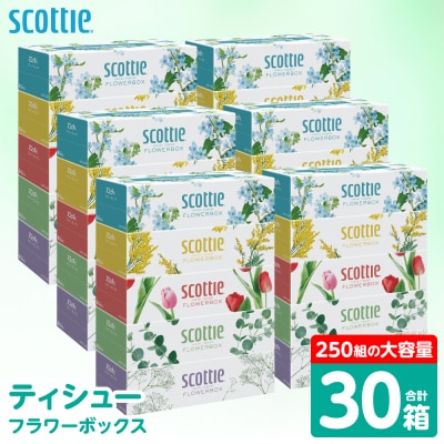 ティッシュ 250組 30箱 フラワーボックス  日用品 スコッティ_186-6427-A