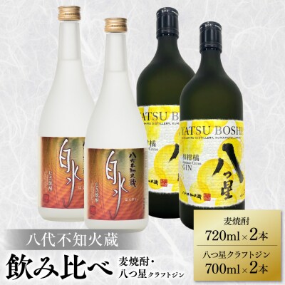 八代不知火蔵 白水 麦焼酎720ml クラフトジン700ml 各2本(計4本)_040-5970-A