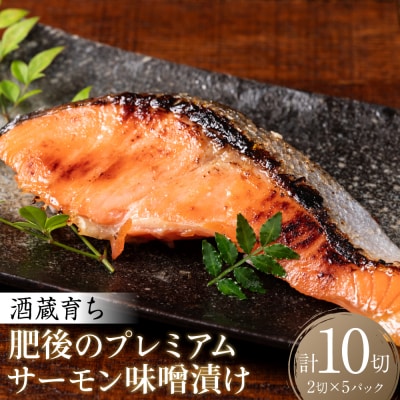 酒蔵育ち 肥後のプレミアムサーモン 味噌漬け 2切入×5パック 合計10切_257-6073