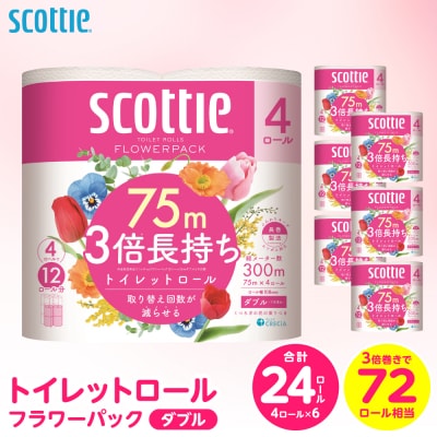 スコッティ トイレットペーパー ダブル 24ロール_186-6435-A