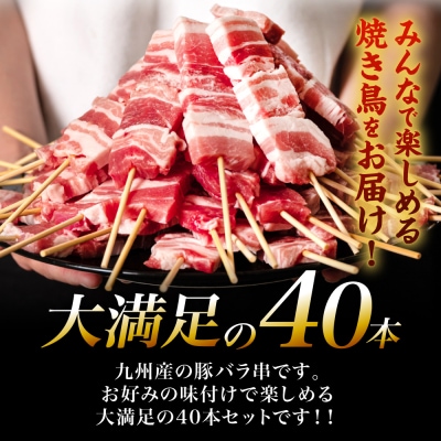 九州産 豚バラ串 40本 合計1.2kg 豚バラ_080-3038-C