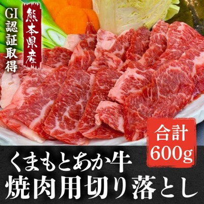 熊本県産 GI認証取得 くまもとあか牛 焼き肉用切り落とし 合計600g_229-4104-D
