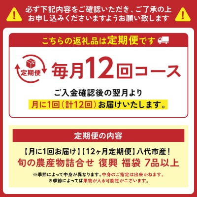 【定期便12回】八代市産!旬の農産物詰合せ 復興 福袋 7品以上_065-4147-C