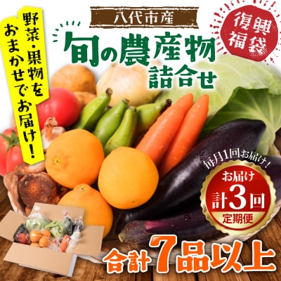 【定期便3回】【毎月お届け】八代市産!旬の農産物詰合せ 復興 福袋 7品以上_065-5046-A