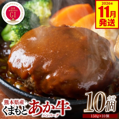GI認証 くまもとあか牛ハンバーグ 10個 2026年11月発送_229-6706-11