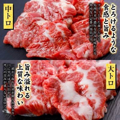 国産 馬刺し 6種 計280g(上赤身 ロース 中トロ 大トロ フタエゴ コウネ)_306-7018